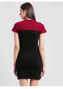 Rigo Maroon Black Bodycon Dress