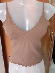 Ribbed Lettuce Trim Crop Tank