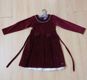 612 League Full Sleeves Vintage Velvet Party Frock