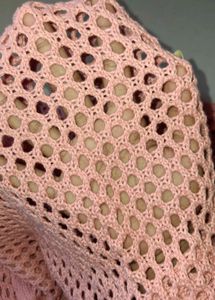 pink Crochet V-Neck Sweater