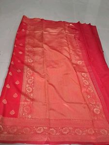 Beautiful Red Saree with Golden Border