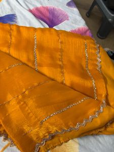 Vibrant Yellow Saree with Embellished Border