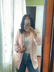 Blush Pink Casual Blazer