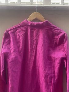 Vibrant Pink Collared Midi Dress