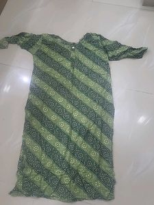 Green Bandhani Print Kurta