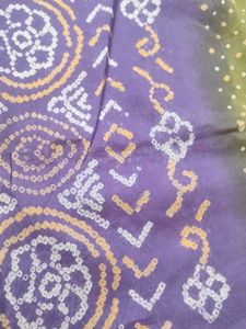Purple &amp; Olive Green Bandhani Saree