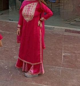 Vibrant Pink Embroidered Kurti Set