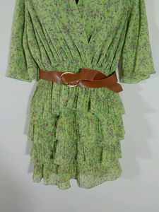 Fluorescent Green Printed Dress (Women's)