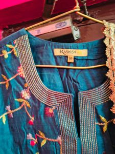 Embroidered Teal Kurta Set with Palazzo