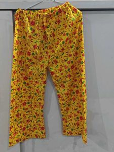 Yellow Floral Print Palazzo Pants
