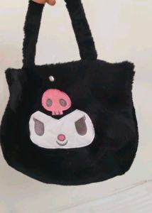 Cute Black Plush Kuromi hand bag🩷
