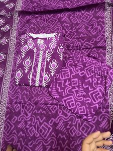 Purple Block Print Cotton Kurta-New