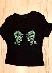y2k black green dragon top