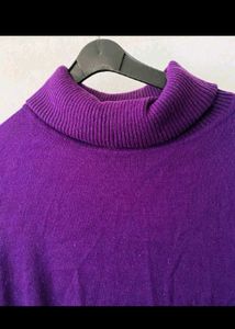 Ribbed Purple Turtleneck Top