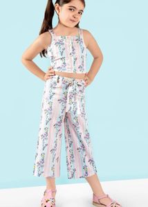 Cute Floral Print Girls' Set