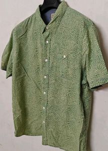 LLBean Men's Green Print Short Sleeve Shirt