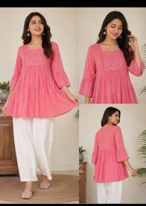 Sequined Kurta with Flared Sleeves