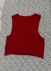 Zara Red Sleeveless Crop Top
