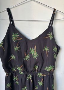 Black Palm Tree Print Dress