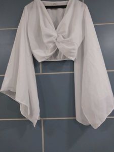 Chic White Twist Front Crop Top