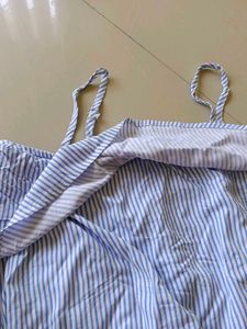Blue &amp; White Striped Off-Shoulder Dress