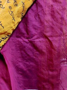 Yellow saree  Black Print and  blouse