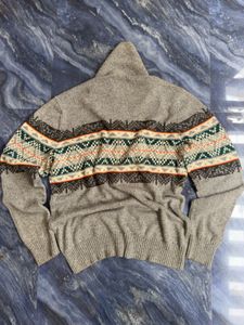 American Eagle Men's Grey Fair Isle Sweater