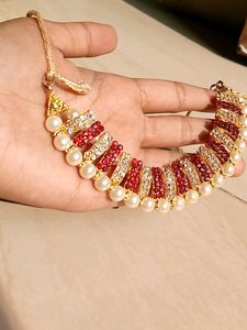 Pink AD Stones Embedded Necklace Set