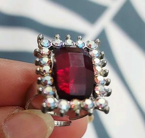 Stunning Red Gem Ring with Sparkly Accents