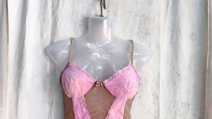 Cute Pink &amp; Brown Lace Corset Top