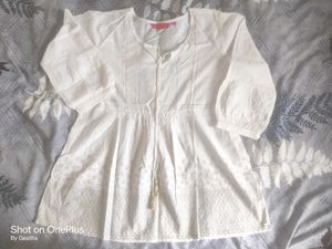 Elegant White Cotton Kurta Top