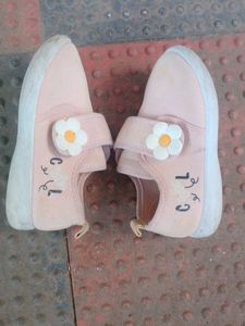 Cute Pink Girl's Shoes with Flower Accent