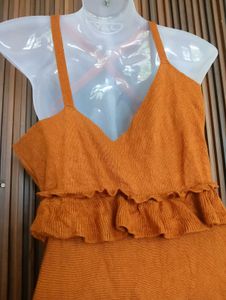 Orange Suede Halter Dress