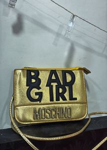 Y2K Moschino "BAD GIRL" Gold Clutch Bag