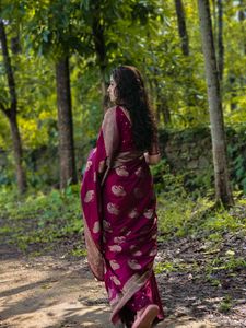 Elegant Maroon Banarasi Silk Saree