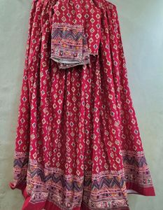 Vibrant Red Embroidered Lehenga Choli Set