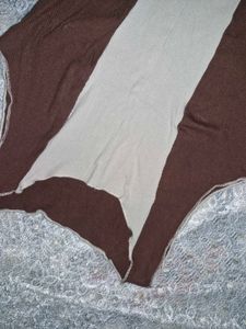 Brown &amp; Cream Patchwork Crop Top
