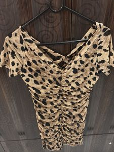 Leopard Print Ruched Mini Dress