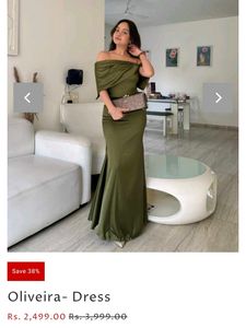 MyNomad- Olive Off-Shoulder Evening Gown