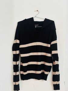 Striped Black & Beige Knit Sweater