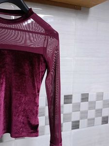 Sheer Velvet Long Sleeve Top
