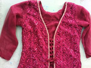 Maroon Attached Jacket Kurta and trouser (set)