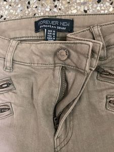 Olive Green Zipper Pocket Skinny Jeans