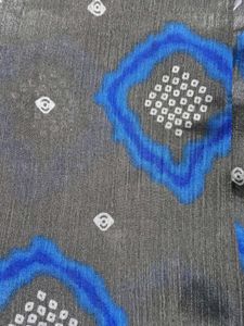 Stylish Grey &amp; Blue Bandhani Saree