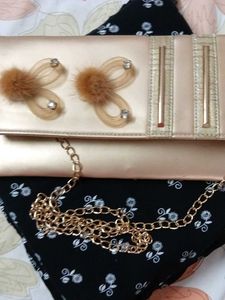 Elegant Gold Clutch with Chain