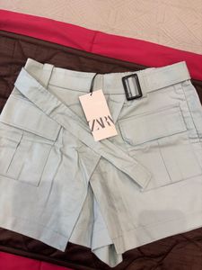 Light Blue Cargo Shorts with Belt