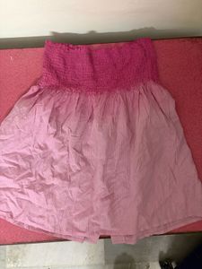 Pink Smocked Button-Down Off shoulder Top