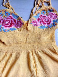 forever21 Embroidered Yellow Summer playsuit