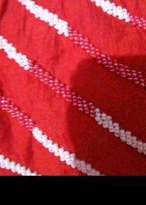 Red kurta with White Beadwork