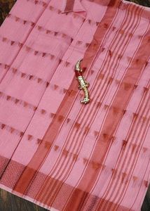 Pink Cotton Saree with Triangle Print